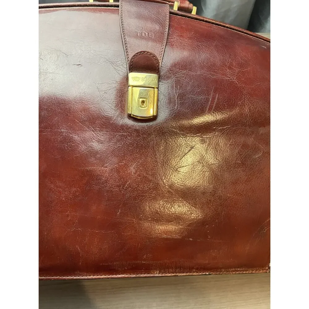Bosca Old Leather Partners Briefcase Burgundy With Key